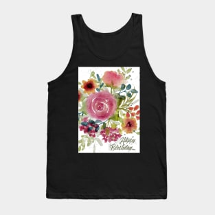 Colorful Watercolor Happy Birthday Greeting Card Tank Top